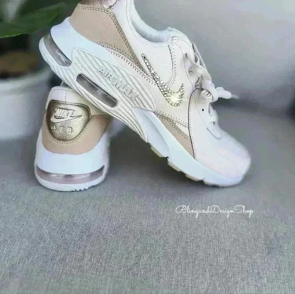 Bling Nike Air Max Excee Womens Pink Sneakers Shoes Made with Swarovski Crystals - Picture 4 of 8